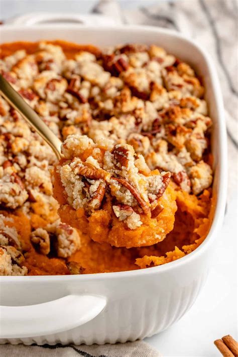 This Vegan Sweet Potato Casserole With Maple Pecan Topping Is A Vegan