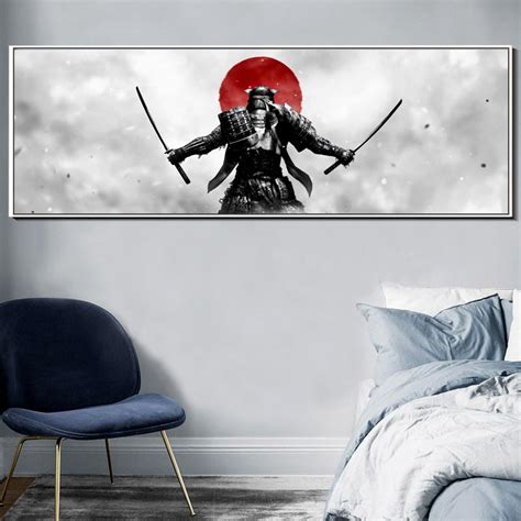 Buy Best And Latest Brand Black White Red Japanese Samurai Canvas