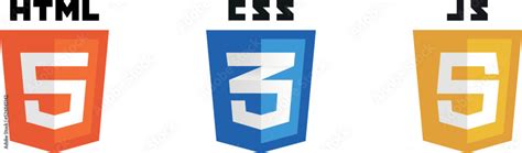 Set Of Html5 Css3 Js Icons Html Css And Javascript Web Development