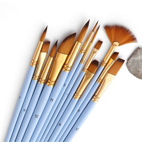 12pcs Fine Detail Paint Brush Set Double Color Taklon Hair Paintbrushes