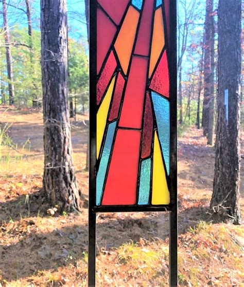 Stained Glass Garden Art Glass Garden Yard Art Garden Etsy