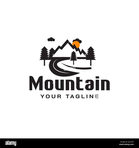 Mountain Landscape Design Logo Trees Clouds Sun Stock Vector Image