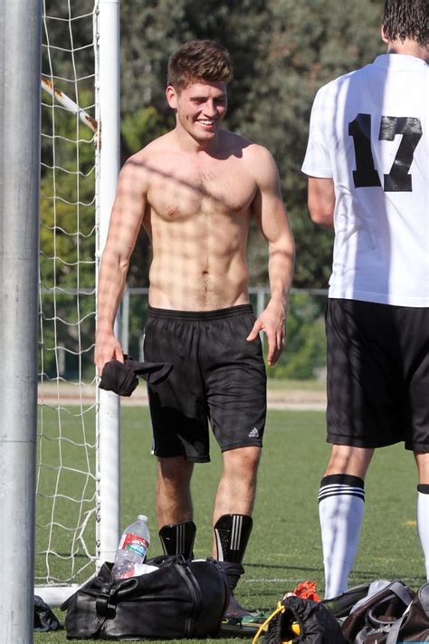 Gregg Sulkin Shirtless Playing Soccer In La Popsugar Celebrity