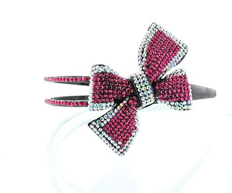 Hot Pink Crystal Headband With Bowribbon Everything Else