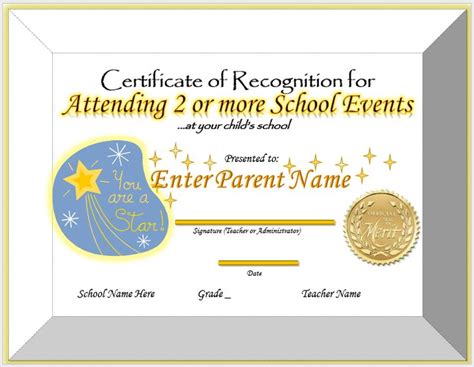 Editable Parent Engagement Certificate Teachers Reward Your Parents