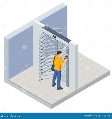 Isometric Full Height Turnstile Security System Security Gates Access