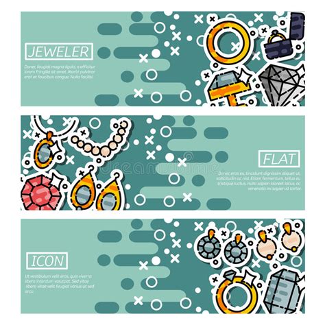 Jewelry Horizontal Banners Stock Vector Illustration Of Gold 91283685