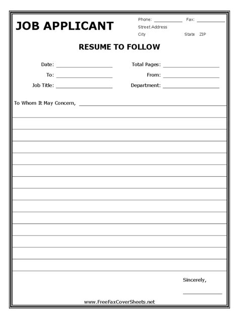 After you've created a template, fill in the necessary information, such as contact information, fax numbers and subject. Fax Cover Sheet for Resume - 1 Free Templates in PDF, Word, Excel Download