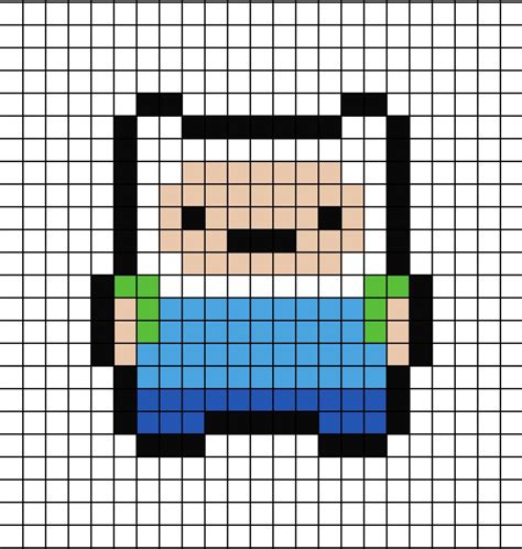 A Pixel Art Template Of Finn The Human From Adventure Time Diy Perler