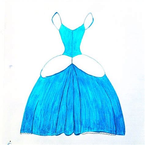 Draw neck portion and enhance it in u shape. Cinderella Dress Drawing | Free download on ClipArtMag