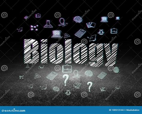 Biology Hand Drawn Doodles With Lettering Cartoon Vector