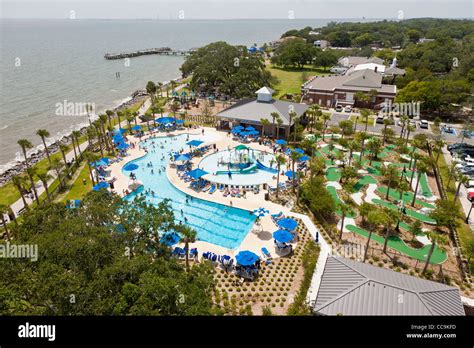 Aerial View Of Swimming Pools And Mini Golf Courses At Neptune Park In
