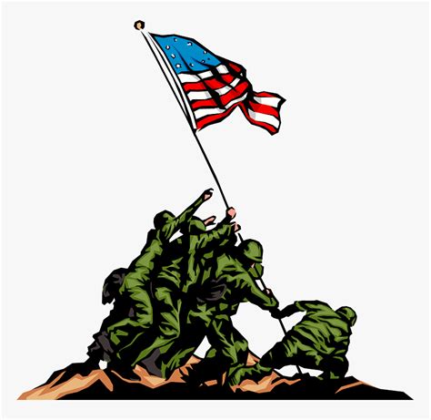 Vector Illustration Of American Soldiers Raising The Memorial Day