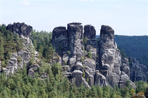 Blick Auf Die Felsen Elbsandsteingebirge Wiesensafari