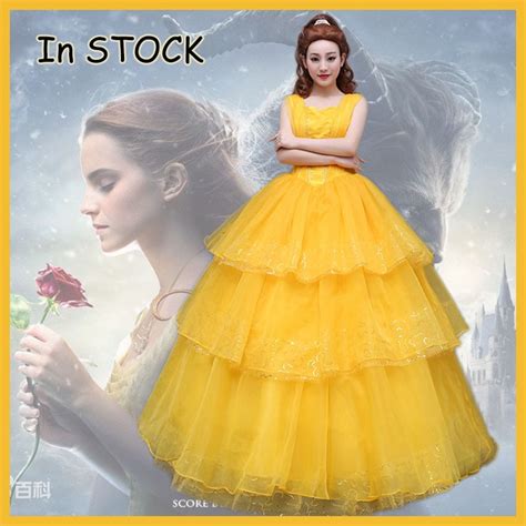 2017 Movie Beauty And The Beast Costumes Belle Dress Adults Emma Watson