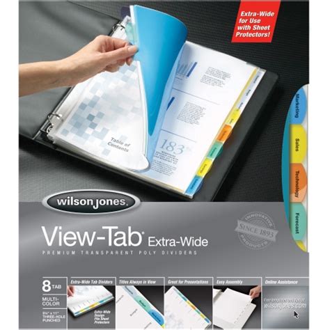 Your business demands that you always put your best foot forward and you often need to do that in a hurry whether you are preparing a client presentation. Wilson Jones View-Tab Transparent Dividers, Extra Wide - WLJ55070 - Shoplet.com