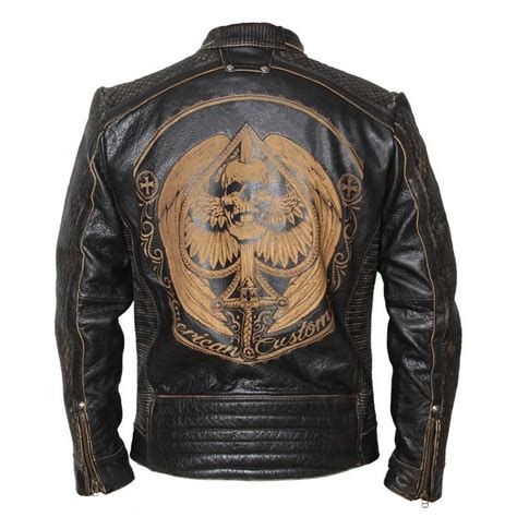 Leather Perfecto With Tattoo Style Decorations Throughout The Back