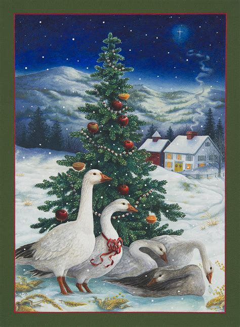 Christmas Geese Painting By Lynn Bywaters
