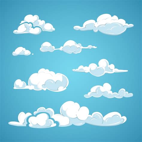 Conjunto De Vector De Nubes De Dibujos Animados Vector Premium