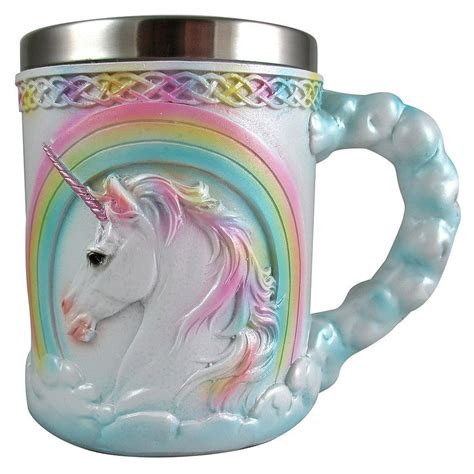 Rainbow Unicorn Coffee Mug Magical Stainless Steel Fantasy Drinking Cup Cute Mythical Medieval