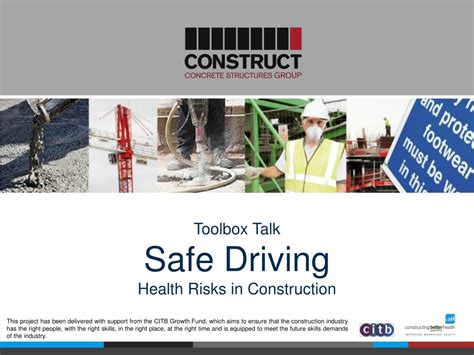 Ppt Toolbox Talk Safe Driving Health Risks In Construction Powerpoint