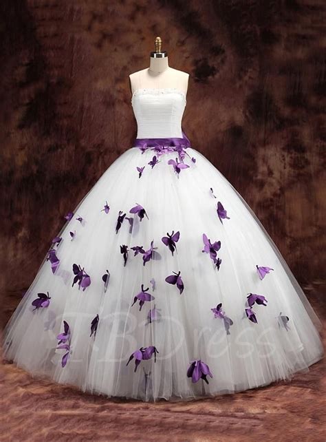 Tbdress Tbdress Strapless Butterflies Bowknot Ball Gown Wedding Dress