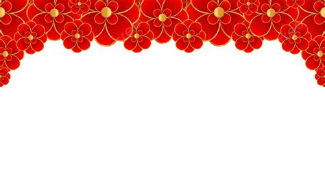 Chinese New Year Border Red And Gold Flowers Chinese New Year Border