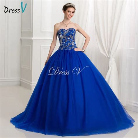 Buy Royal Blue Ball Gown Puffy Quinceanera Dresses