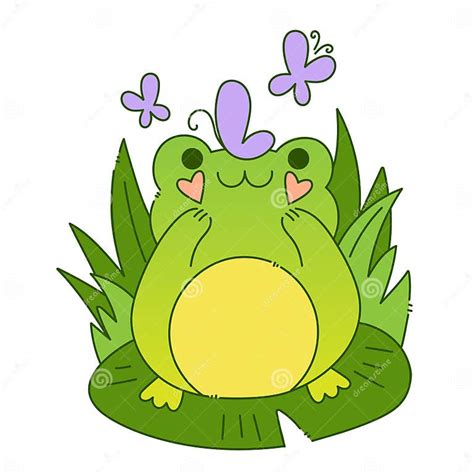 Cute Cartoon Funny Frog Kawaii Character Baby Animals Stock Vector