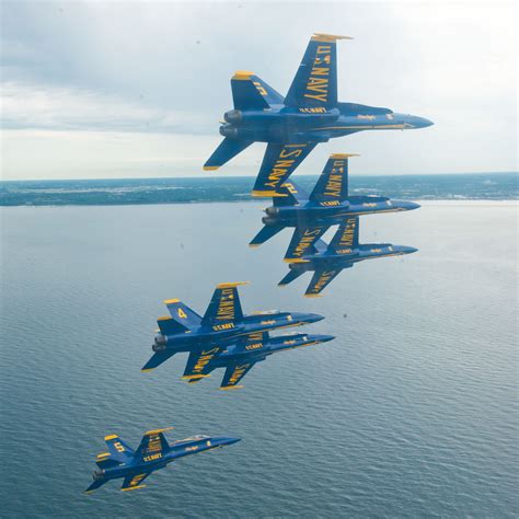 The Blue Angels Fly In Their Delta Formation Us Navy Blue Angels