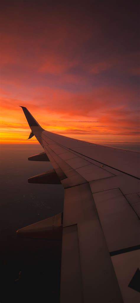Sunset View From The Window Of An Airplane Iphone Hd Phone Wallpaper