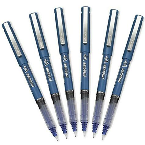 Pilot Precise V7 Stick Rolling Ball Pens Fine Point Blue Ink 6 Pack