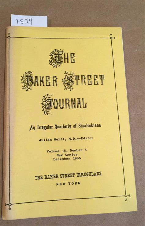 the baker street journal 1965 no 4 single issue by julian wolff editor good original