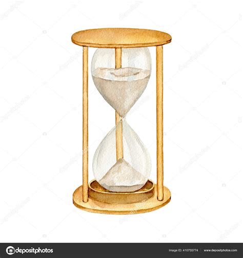 Watercolor Gold Vintage Hourglass Illustration ⬇ Stock Photo Image By