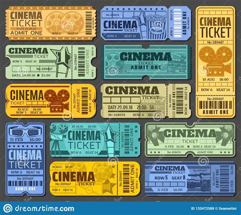 Cinema Tickets For Movie Show Or Seance Isolated Stock Vector