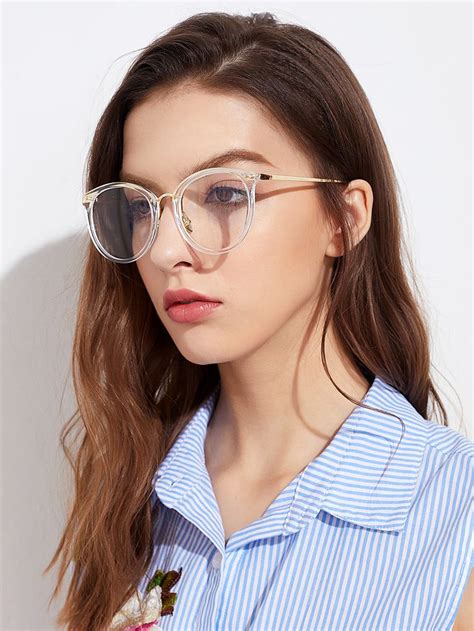 Metal Frame Clear Lens Glasses Shein Sheinside Cami Crop Top Cropped Cami Latest Sunglasses