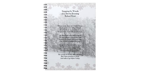 Stopping By Woods Snowy Evening Robert Frost Poem Notebook Zazzle
