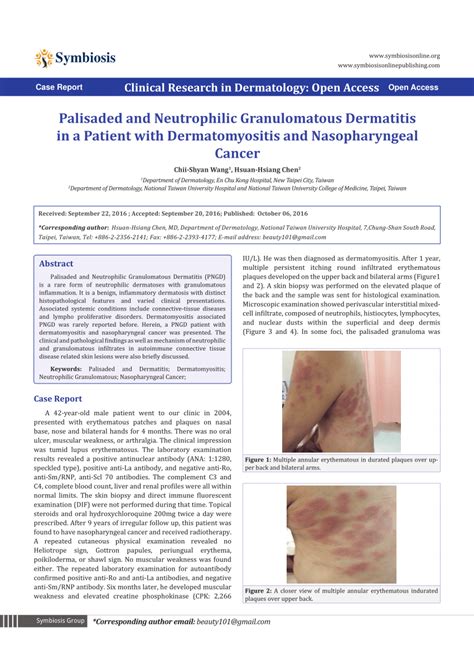 Pdf Palisaded And Neutrophilic Granulomatous Dermatitis In A Patient