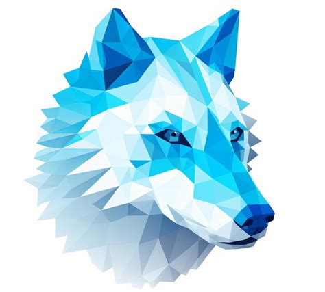 Premium Ai Image Abstract Polygonal Blue Wolf Head Portrait Logo