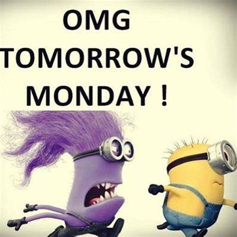 Two Minion Characters With The Caption Omg Tomorrows Monday