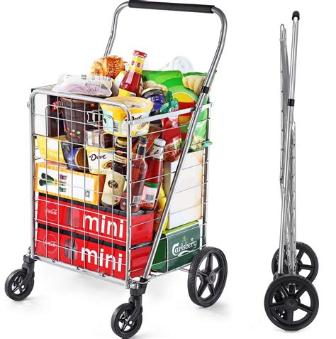 Wellmax Grocery Shopping Cart With Swivel Wheels Foldable And