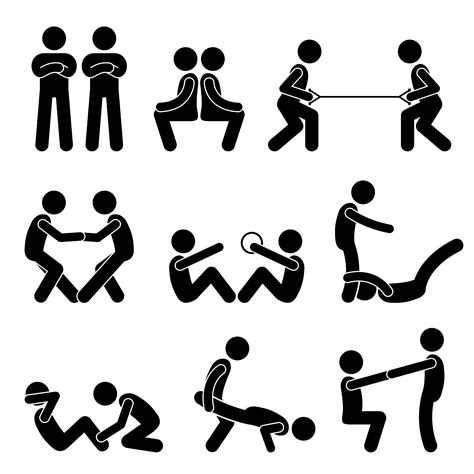 Exercise Workout With A Partner Stick Figure Pictogram