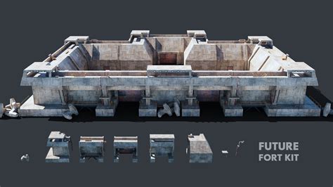 Future Fort Bunker Dystopian Military Outpost Kitbash 3d Model