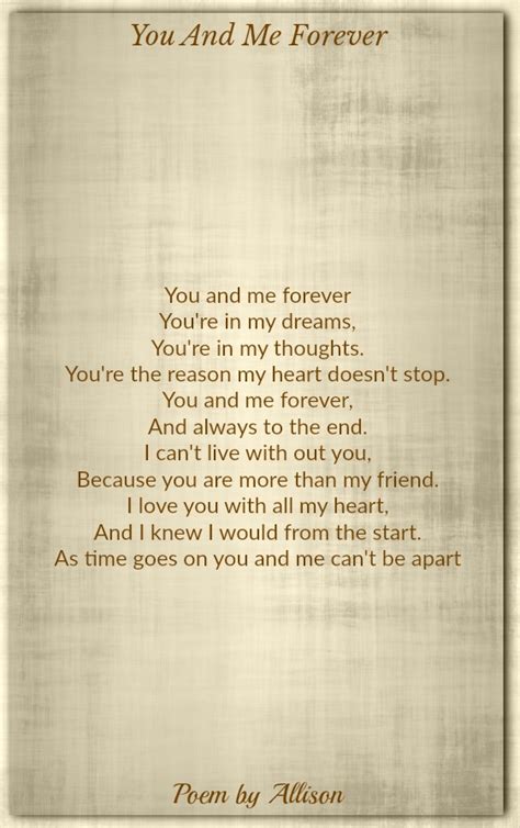 You And Me Forever Romantic Poems