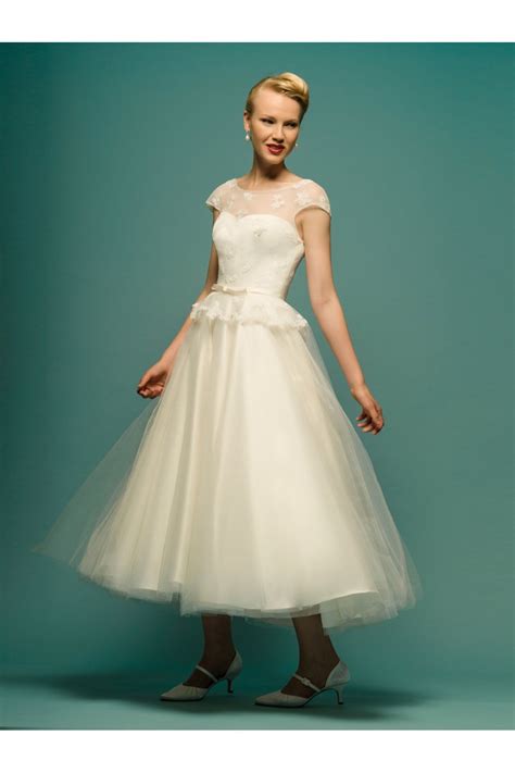 Jaslin Lb66 Loulou Bridal Calf Ankle Vintage 50s 60s Wedding Dress