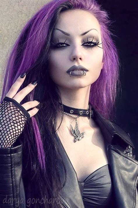 Purple Hair And Goth Makeup Goth Beauty Goth Women