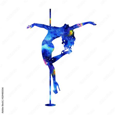 Colorfull Silhouette Of Girl And Pole On A White Background Pole Dance Illustration For