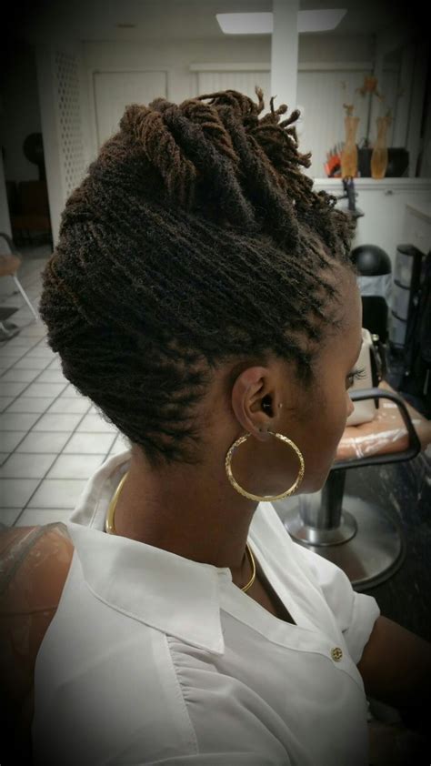 Rhapsody is a hairstyle that takes a little length to create. Sisterlock updo | Get the BEST #Sisterlocks hair products at beautycoliseum.com (With images ...