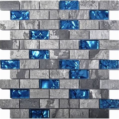 Glass Stone Mosaic Wall Tiles Navy Blue And Gray 1x2 Subway Tile Blue Glass Tile Blue Glass