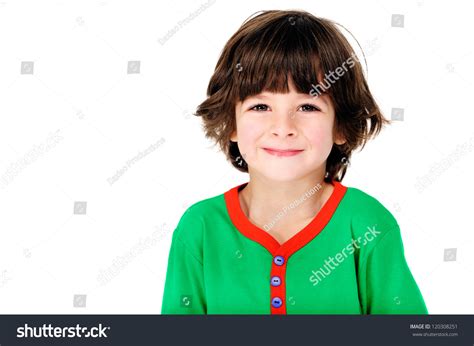 Cute Adorable Happy Little Boy Having Fun Child Portrait Isolated On